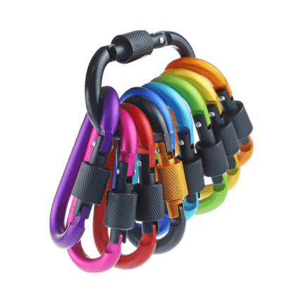 8cm Aluminum D-Ring Key Rings Locking Carabiner Screw Gate Metal Hiking Clips